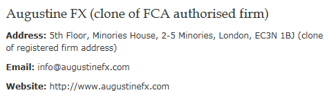 FCA对克隆公司Augustine FX发出警告