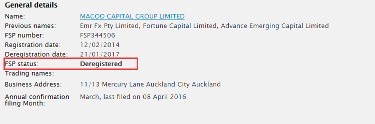 马克资本Macoofx遭新西兰FMA警告 中文网站公然宣称受监管.png